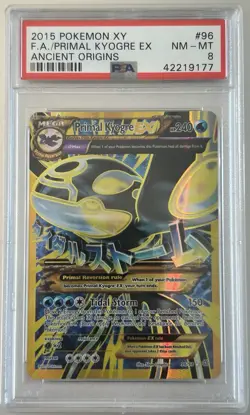 2015 POKEMON XY ANCIENT ORIGINS 96/98 FULL ART/PRIMAL KYOGRE EX PSA 8 FAST SHIP! - Image 1