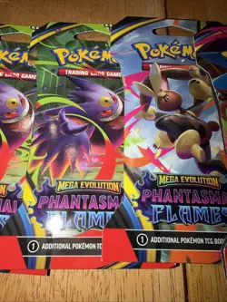 Pokemon TCG Mega Evolution Sleeved Booster Pack Lot of 5 Phantasmal Flames - Image 3