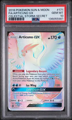 2018 POKEMON SUN & MOON CELESTIAL STORM SECRET #171 FULL ART/ARTICUNO GX PSA 10 - Image 1