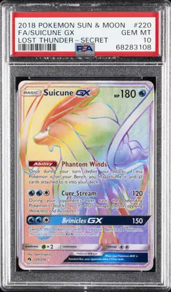 2018 POKEMON SUN & MOON LOST THUNDER SECRET #220 FULL ART/SUICUNE GX PSA 10 - Image 1