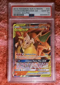 Pokemon TCG 2019 Sun & Moon Cosmic Eclipse Charizard & Braixen Gx Psa10 Gem Mint - Image 1