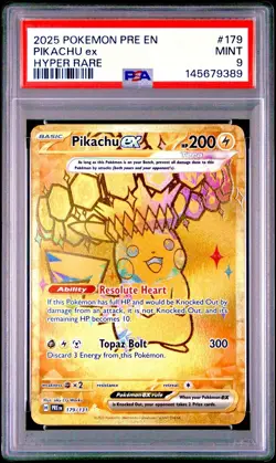 2025 POKEMON PRE EN-PRISMATIC EVOLUTIONS HYPER RARE #179 PIKACHU EX PSA 9 - Image 1