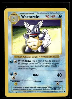 Pokemon TCG Base Set (Shadowless) #042/102 Wartortle - Image 1
