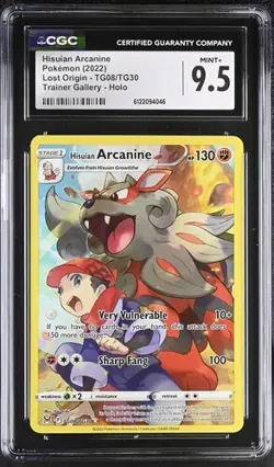 Hisuian Arcanine *CGC 9.5* Trainer Gallery Holo *Lost Origin* #TG08 * Pokemon - Image 1