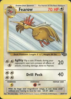 FEAROW 36/64 UNCOMMON JUNGLE POKEMON UNLIMITED MP - Image 2