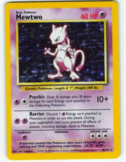 Mewtwo - Holo - 10/102 Base Set - Pokemon TCG - 1999 - Image 1