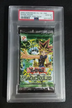 2002 Yu-Gi-Oh Magic Ruler 1st Edition Sealed & Graded Booster Pack PSA 10 - Image 1