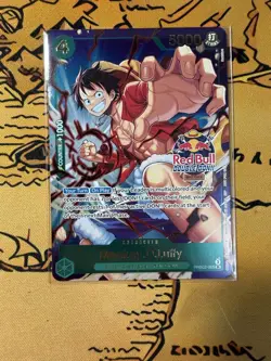 Red Bull Double Don!! WINNER GOLD FOIL PRB02-005 Monkey D. Luffy One Piece TCG - Image 1