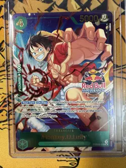 Red Bull Double Don!! WINNER GOLD FOIL PRB02-005 Monkey D. Luffy One Piece TCG - Image 2