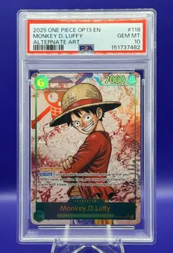 One Piece Monkey D. Luffy OP13-118 Alt Art SEC Secret Rare PSA 10 Gem Mint - Image 1
