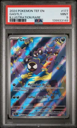 Pokemon TCG Gastly Illustration Rare IR Holo Card 177/162 Temporal Forces PSA9 - Image 1