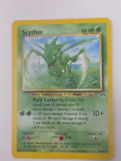 Pokemon Scyther 46/75 2001 Neo Discovery Grass Type Basic Card Kimiya Masago - Image 1