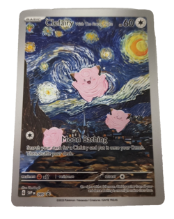 Clefairy Starry Night Van Gogh Beautiful Moon ACG Star Trading Card Custom - Image 1