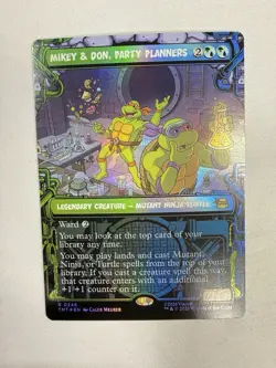 MTG TMNT Teenage Mutant Ninja Turtles BORDERLESS FOIL Mikey & Don Party Planners - Image 1