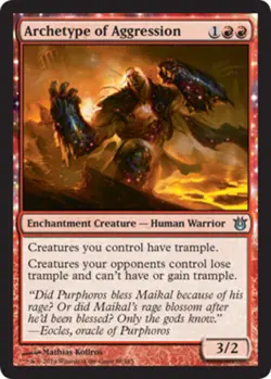 Moderatly Played, English - 1 x MTG Archetype of Aggression - Foil Born of the G - Image 1