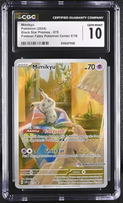 Pokemon MIMIKYU 075 Paldean Fates ETB Promo Center STAMPED ⭐CGC 10 GEM MINT⭐ - Image 1