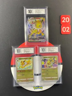 3pcs Pokemon Chinese card Jolteon CBB2C 03 14/14 05/14 12/14 Grade10 - Image 1