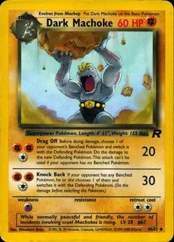 DARK MACHOKE 40/82 UNCOMMON TEAM ROCKET POKEMON HP - Image 1