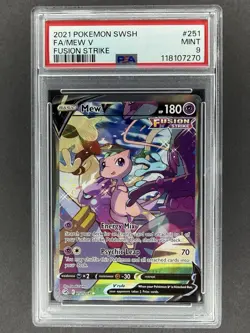 Mew V Full Art Ultra Rare #251/264 Pokemon SWSH Fusion Strike PSA 9 MINT - Image 1