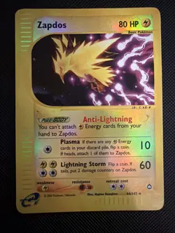Pokemon TCG Zapdos 44/147 Aquapolis Reverse Holo E-Reader - Image 1