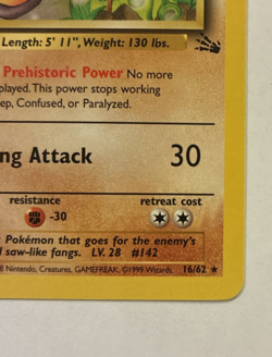 Aerodactyl Fossil (FO) #16/62 Rare WOTC Pokemon 1999 LP - Image 3