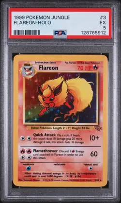 1999 POKEMON JUNGLE #3 FLAREON-HOLO PSA 5 - Image 1