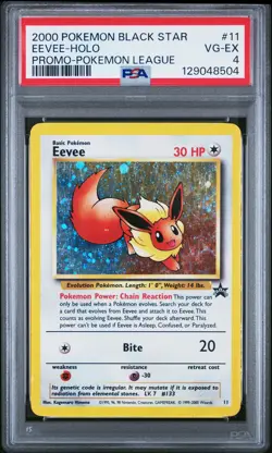 2000 POKEMON PROMO BLACK STAR POKEMON LEAGUE #11 EEVEE-HOLO PSA 4 - Image 1