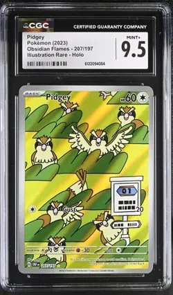 Pidgey *CGC 9.5* Illustration Rare *Obsidian Flames* #207 * Pokemon - Image 1