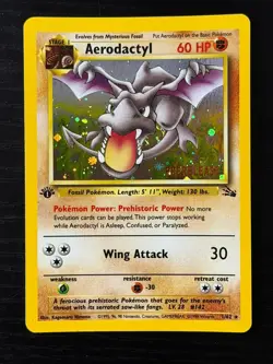 Pokemon TCG COSMOS Aerodactyl Prerelease Promo Holo Foil European - With SWIRL! - Image 1