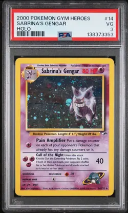 2000 POKEMON GYM HEROES HOLO #14 SABRINA'S GENGAR PSA 3 - Image 1
