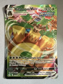 Pokemon Rillaboom VMAX Fusion Strike Rapid Strike Full Art Ultra Rare 023/264 - Image 1