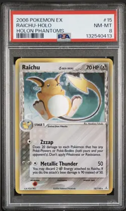Pokemon Raichu Delta Species 15/110 Holon Phantoms Holo Rare Graded PSA 8 - Image 1