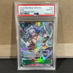 2024 ONE PIECE EMPERORS IN THE NEW WORLD #023 ADIO OP09 ALT ART PSA 10 GEM MINT - Image 1