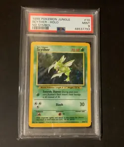 PSA 9 Pokemon WOTC 1999 Jungle No Symbol ERROR CARD! Scyther Holo #10/64 🍃 - Image 1
