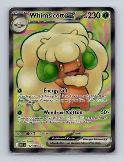 Whimsicott ex 157 2025 Pokemon S&V White Flare Full Art Ultra Rare Card NM+ (a) - Image 1