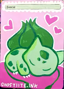 Forest Land MTG Alter ACEO Bulbasaur Art - Handpainted by ghostiite.ink - Image 3