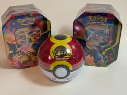 Mega Charizard X and Y + Pokeball Tin Bundle / Sealed. Pokemon TCG 🔥11 packs!🔥 - Image 1