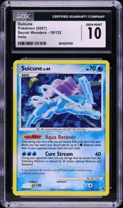 1 of 6! 2007 Pokemon Diamond & Pearl Secret Wonders Holo Suicune #19 CGC 10 - Image 1