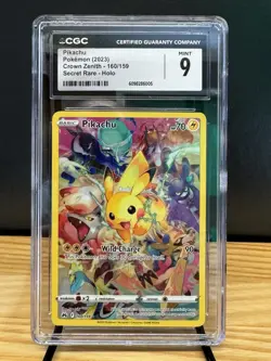 2023 Pokemon Crown Zenith Pikachu Secret Rare Holo #160/159 CGC 9 - Image 1
