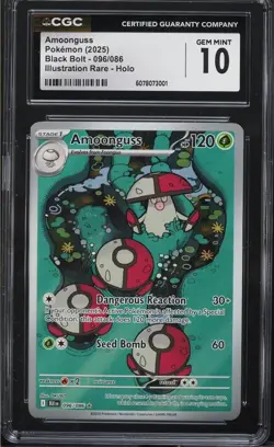 1 of 4!! 2025 Pokemon Scarlet & Violet Black Bolt IR Holo Amoonguss #96 CGC 10 - Image 1