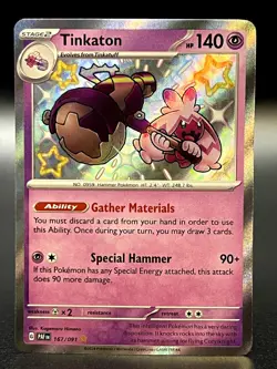 Tinkaton 167/091 Shiny Rare SV: Paldean Fates Pokemon TCG - NM - Image 1