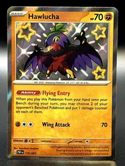 Hawlucha 175/091 Shiny Rare SV: Paldean Fates Pokemon TCG - NM - Image 1