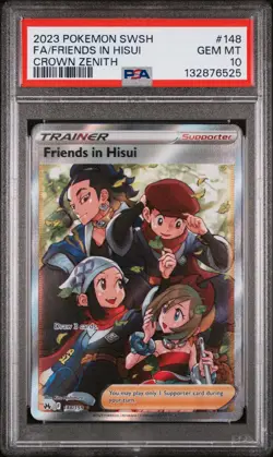 2023 POKEMON SWORD & SHIELD CROWN ZENITH #148 FULL ART/FRIENDS IN HISUI PSA 10 - Image 1