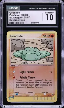 1 of 10!! 2003 Pokemon EX Dragon Reverse Holo Geodude #55 CGC 10 GEM MINT - Image 1