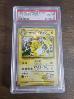 Lt. Surge's Raichu Pokemon 1999 Holo Gym 2 Challenge Japanese 026 PSA 10 - Image 1