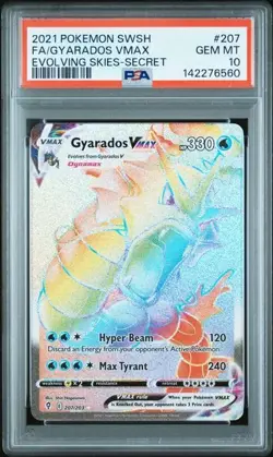 PSA 10 GYARADOS VMAX 207 EVOLVING SKIES SECRET RAINBOW SWORD & SHIELD POKEMON BM - Image 1