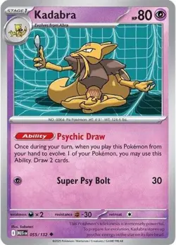1x Kadabra (#055/132) - Reverse Holofoil NM Eng Pokemon - ME01: Mega Evolution - Image 1