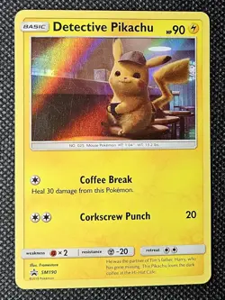 Pokemon Detective Pikachu SM190 Holo Black Star Promo 2 Card Lot - Image 1