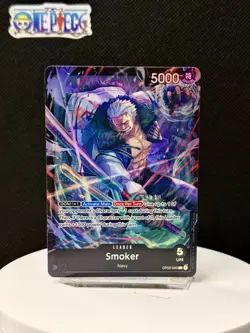 One Piece Card Game 🏴‍☠OP02 - 093 Smoker "Leader" NM Alt Art Foil ENGLISH - Image 1