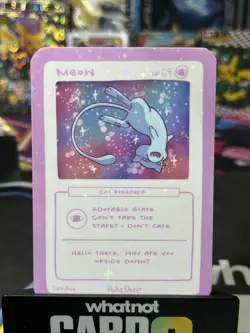 Pokederp Meow By JWILLY Custom Derpy Card Coro Mew Holo Poke Derp Pokemon - Image 1